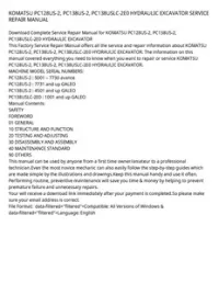 KOMATSU PC128US-2  PC138US-2  PC138USLC-2E0 HYDRAULIC EXCAVATOR SERVICE REPAIR MANUAL preview