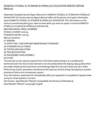 KOMATSU PC300LC-8  PC300HD-8 HYDRAULIC EXCAVATOR SERVICE REPAIR MANUAL preview