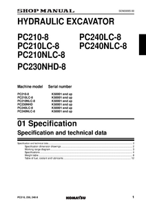 KOMATSU PC210LC-8 Hydraulic Excavator manual