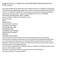 KOMATSU PC210LC-10 HYDRAULIC EXCAVATOR SERVICE REPAIR MANUAL (S/N: A10001 and up) preview
