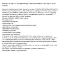 Komatsu PC308USLC-3E0 Hydraulic Excavator Service Repair Manual (S/N: 30001 and up) preview