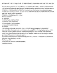 Komatsu PC128UU-2 Hydraulic Excavator Service Repair Manual (S/N: 5001 and up) preview