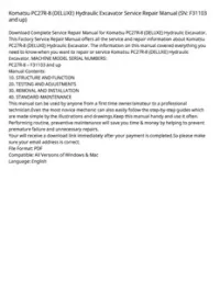 Komatsu PC27R-8 (DELUXE) Hydraulic Excavator Service Repair Manual (SN: F31103 and up) preview