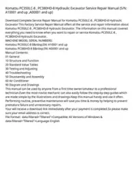 Komatsu PC350LC-8   PC380HD-8 Hydraulic Excavator Service Repair Manual (S/N: A10001 and up  A00001 and up) preview