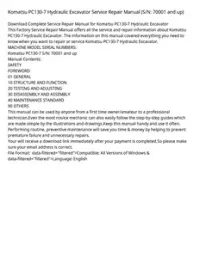 Komatsu PC130-7 Hydraulic Excavator Service Repair Manual (S/N: 70001 and up) preview