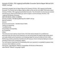 Komatsu PC350LL-7E0 Logging/Load Builder Excavator Service Repair Manual (S/N: A50001 and up) preview