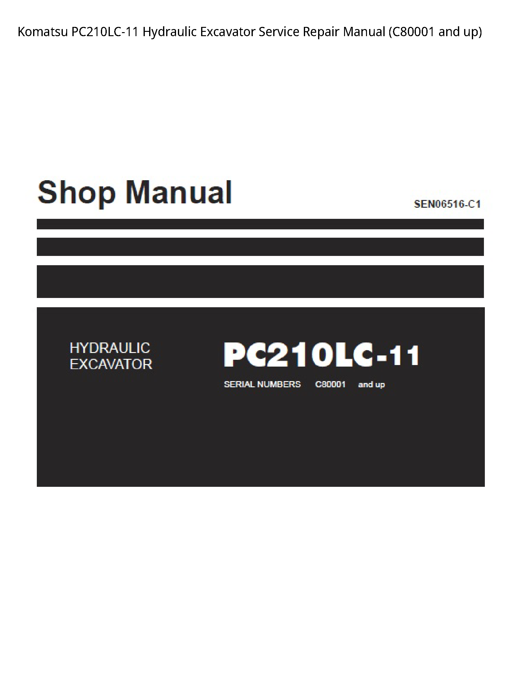KOMATSU PC210LC-11 Hydraulic Excavator manual