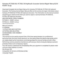 Komatsu PC750SE-6K  PC750LC-6K Hydraulic Excavator Service Repair Manual (S/N K32001 & up) preview