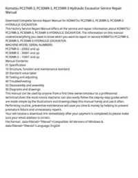 Komatsu PC27MR-3  PC30MR-3  PC35MR-3 Hydraulic Excavator Service Repair Manual preview