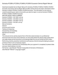 Komatsu PC30R-8  PC35R-8  PC40R-8  PC45R-8 Excavator Service Repair Manual preview