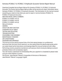 Komatsu PC360LC-10  PC390LC-10 Hydraulic Excavator Service Repair Manual preview