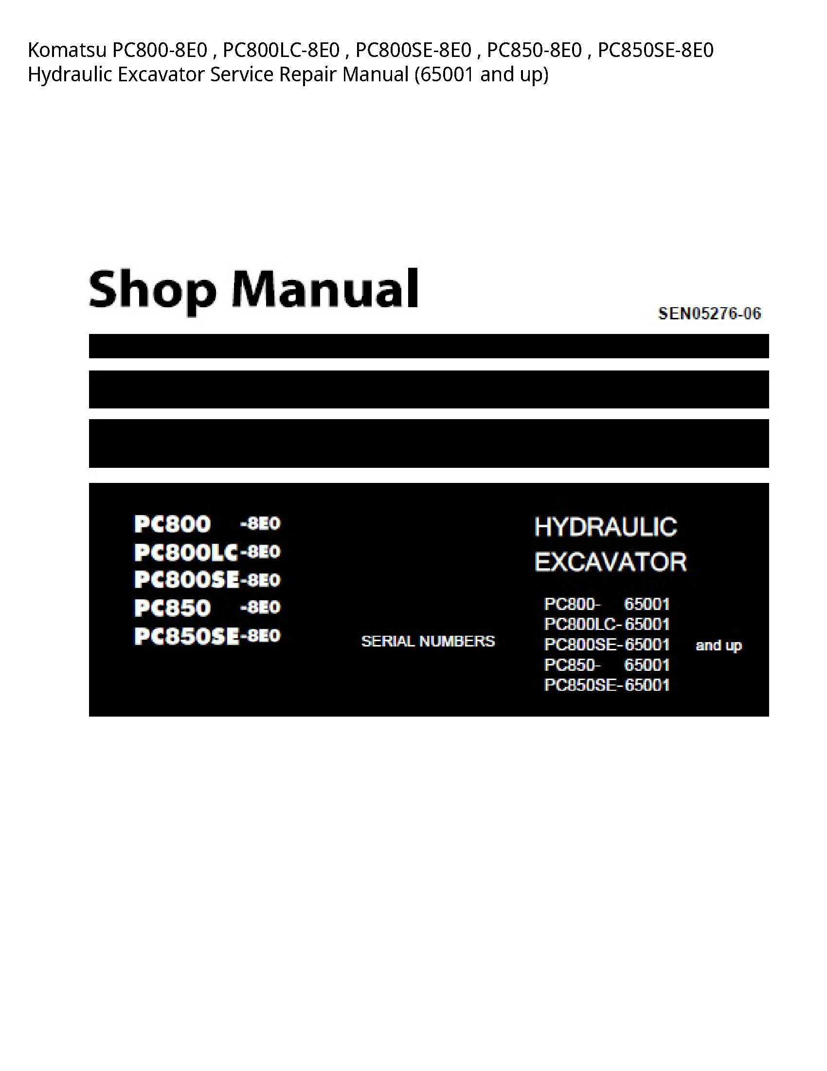 KOMATSU PC800-8E0 Hydraulic Excavator manual