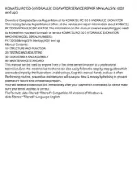 KOMATSU PC150-5 HYDRAULIC EXCAVATOR SERVICE REPAIR MANUAL(S/N: 6001 and up ) preview