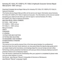 Komatsu PC1100-6  PC1100SP-6  PC1100LC-6 Hydraulic Excavator Service Repair Manual (S/N: 10001 and up ) preview