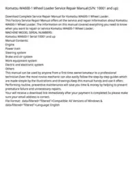 Komatsu WA600-1 Wheel Loader Service Repair Manual (S/N: 10001 and up) preview