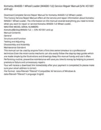 Komatsu WA600-1 Wheel Loader (WA600-1LE) Service Repair Manual (S/N: A51001 and up) preview