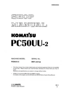 KOMATSU PC50UU-2 HYDRAULIC EXCAVATOR SERVICE REPAIR MANUAL (S/N: 8001 and up) preview