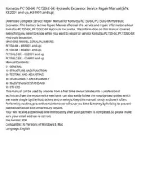 Komatsu PC150-6K  PC150LC-6K Hydraulic Excavator Service Repair Manual (S/N: K32001 and up  K34001 and up) preview