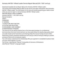 Komatsu WA700-1 Wheel Loader Service Repair Manual (S/N: 15001 and up) preview