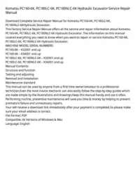 Komatsu PC160-6K  PC180LC-6K  PC180NLC-6K Hydraulic Excavator Service Repair Manual preview