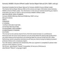 Komatsu WA800-3 Avance Wheel Loader Service Repair Manual (S/N: 50001 and up) preview
