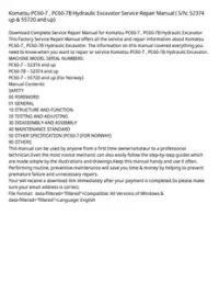 Komatsu PC60-7   PC60-7B Hydraulic Excavator Service Repair Manual ( S/N: 52374 up & 55720 and up) preview