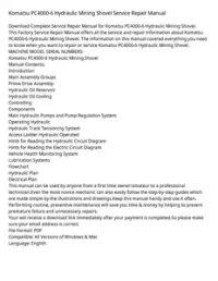 Komatsu PC4000-6 Hydraulic Mining Shovel Service Repair Manual preview