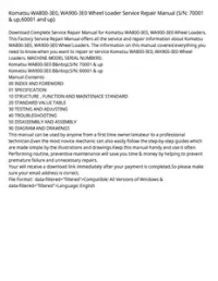 Komatsu WA800-3E0  WA900-3E0 Wheel Loader Service Repair Manual (S/N: 70001 & up 60001 and up) preview