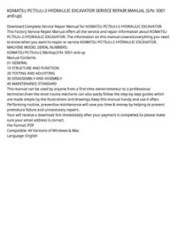 KOMATSU PC75UU-2 HYDRAULIC EXCAVATOR SERVICE REPAIR MANUAL (S/N: 5001 and up) preview