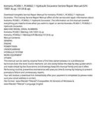 Komatsu PC400-1  PC400LC-1 Hydraulic Excavator Service Repair Manual (S/N: 10001 & up  10124 & up) preview