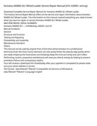 Komatsu WA800-3LC Wheel Loader Service Repair Manual (S/N: A50001 and up) preview