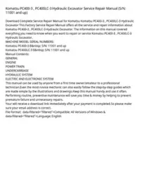 Komatsu PC400-3   PC400LC-3 Hydraulic Excavator Service Repair Manual (S/N: 11001 and up) preview