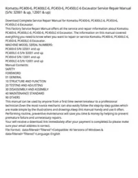 Komatsu PC400-6  PC400LC-6  PC450-6  PC450LC-6 Excavator Service Repair Manual (S/N: 32001 & up  12001 & up) preview