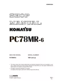 Komatsu PC78MR-6 Hydraulic Excavator Service Repair Manual (S/N: 1001 and up) preview