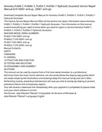 Komatsu Pc400-7  Pc400lc-7  Pc450-7  Pc450lc-7 Hydraulic Excavator Service Repair Manual (S/N 50001 and up   20001 and up) preview
