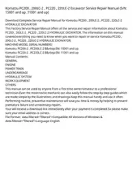 Komatsu PC200   200LC-2   PC220   220LC-2 Excavator Service Repair Manual (S/N: 15001 and up  11001 and up) preview