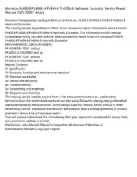 Komatsu Pc400-8 Pc400lc-8 Pc450-8 Pc450lc-8 Hydraulic Excavator Service Repair Manual (S/N: 70001 & Up) preview