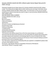 Komatsu WA430-6 GALEO (KA SPEC.) Wheel Loader Service Repair Manual (S/N: 65001 and up) preview
