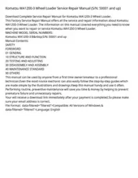 Komatsu WA1200-3 Wheel Loader Service Repair Manual (S/N: 50001 and up) preview