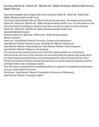 Komatsu FB22H-3R   FB25H-3R   FB25HG-3R   FB30H-3R (Series 4024) Forklift Service Repair Manual preview