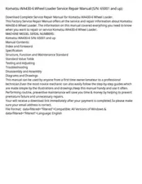 Komatsu WA430-6 Wheel Loader Service Repair Manual (S/N: 65001 and up) preview