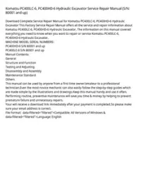 Komatsu PC400LC-6  PC400HD-6 Hydraulic Excavator Service Repair Manual (S/N: 80001 and up) preview