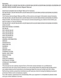 Komatsu FB13M-2R FB15-2R FB15M-2R FB16-2R FB16M-2R FB18-2R FB18M-2R FB20-2R FB20M-2R (SERIES 4032) Forklift Service Repair Manual preview