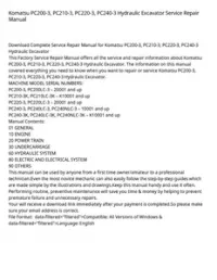 Komatsu PC200-3  PC210-3  PC220-3  PC240-3 Hydraulic Excavator Service Repair Manual preview