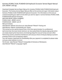 Komatsu PC400LC-6LM  PC400HD-6LM Hydraulic Excavator Service Repair Manual (S/N: A85001 and up) preview