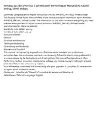 Komatsu WA180-3  WA180L-3 Wheel Loader Service Repair Manual (S/N: A80001 and up  54001 and up) preview