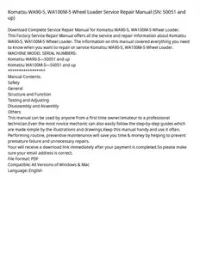 Komatsu WA90-5  WA100M-5 Wheel Loader Service Repair Manual (SN: 50051 and up) preview