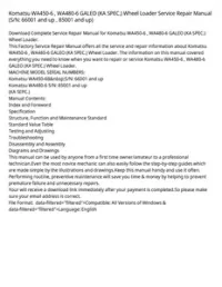 Komatsu WA450-6   WA480-6 GALEO (KA SPEC.) Wheel Loader Service Repair Manual (S/N: 66001 and up   85001 and up) preview