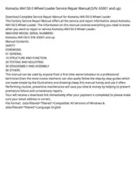 Komatsu WA150-5 Wheel Loader Service Repair Manual (S/N: 65001 and up) preview