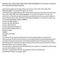 Komatsu FB13  FB16  FB18  FB20  FB25  FB30-(G)(H)(M)(V)-1E Controller For Electric Lift Trucks Service Repair Manual preview